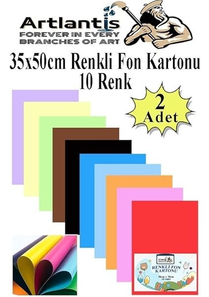 Fon Kartonu 10 Lu 35X50 cm 2 Paket 10 Renk Fon Kartonu 35 * 50 Okul Sınıf Kreş Anasınıfı fiyatları