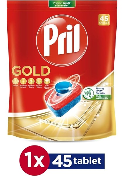 Gold Yanmış Kirler Için 45 Tablet Bulaşık Makinesi Deterjanı Tableti 1 x 45 Tablet , Gold 45 Tablet fiyatları