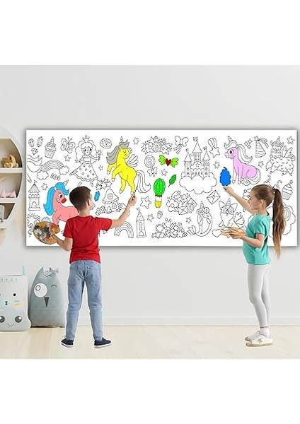Temalı Dev Boyama Kağıdı 2,5 Metre Rulo Boyama Kağıdı Çocuk Anaokulu ve Kreşler Için Aktivite Çocuk Eğitici Boyama fiyatları