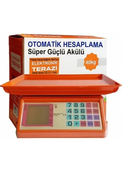 Market Terazisi 40KG Şarjlı Akülü Dijital Pazarcı Kantarı Hafızalı 2 Taraflı Işıklı Ekran