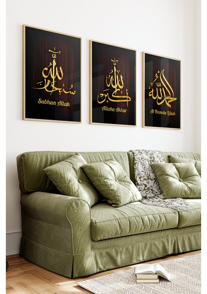 🖤 Altın Yaldızlı 3’lü Islami Tablo Seti – Subhanallah • Allahu Ekbar • Elhamdulillah 🖤 CRV1240 23 x 32 indirimleri