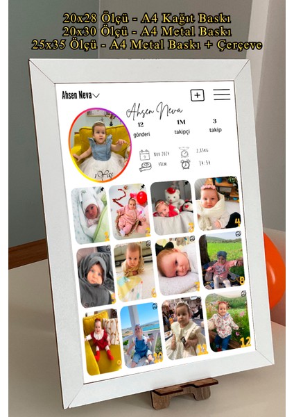 Kişiye Özel 1 Yaş Gelişim Posteri-13 Fotoğraflı – Kağıt Baskı & Metal Baskı & Metal Baskı + Çerçeveli Seçenekleriyle fiyatları