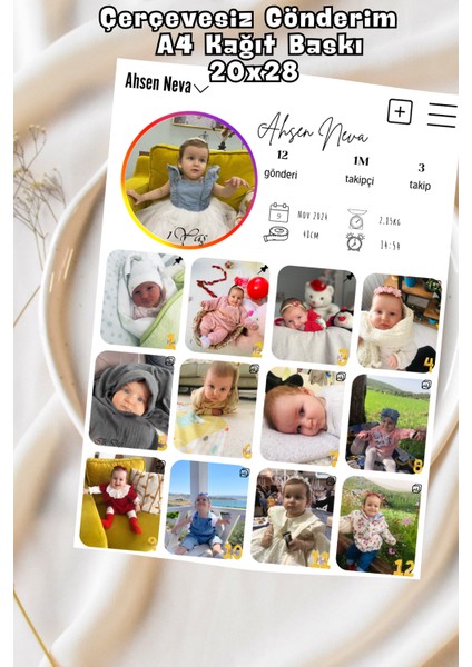 Kişiye Özel 1 Yaş Gelişim Posteri-13 Fotoğraflı – Kağıt Baskı & Metal Baskı & Metal Baskı + Çerçeveli Seçenekleriyle modelleri