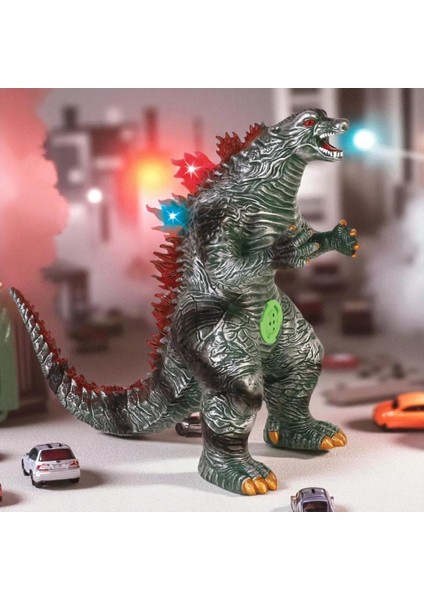 Gerçek Görünümlü Özel Dokulu Kükreyen Işıklı Godzilla & Kong Giant Godzilla Ejderha Figür Oyuncak Y