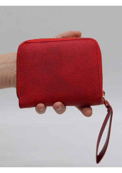 Elcikli Bozuk Para Gözlü Bol Kartlıklı Kırmızı Mini Kadın Cüzdanı fırsatları