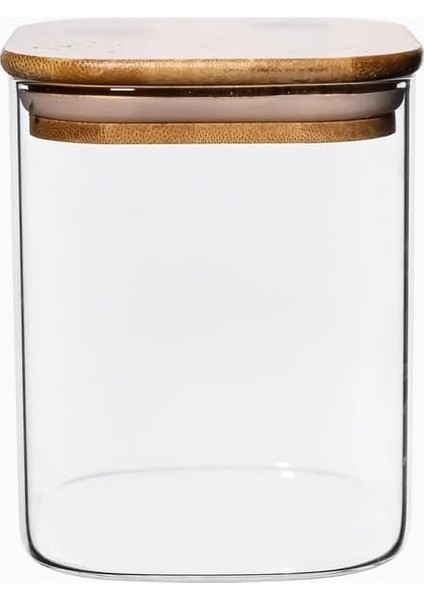 700ML Sızdırmaz Vakumlu Bambu Kapaklı Borosilikat Cam Kavanoz – Hava Geçirmez &amp; Dayanıklı Gıda Saklama Kabı (10CM x 13CM)
