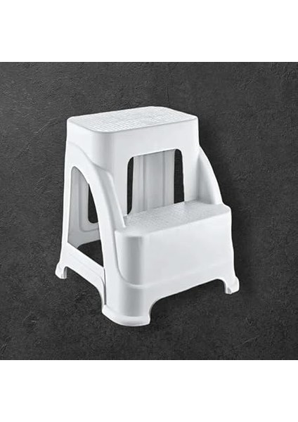 Iki Basamaklı Kaymaz Büyük Boy Tabure - 120 kg Taşıma Kapasiteli - Basamaklı Tabure - Sert Plastik (Beyaz) fiyatları