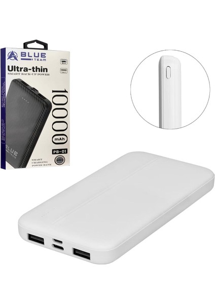 Powerbank 10000 Mah 2xusb Mıcro Type-C Girişli Blue Team Pb-01
