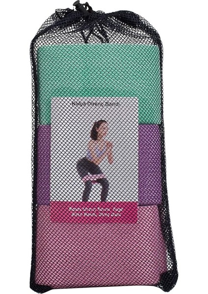 Aerobik Crosstraining Fitness Squat Egzersiz Yoga Pilates Direnç Bandı Yeşil Pembe Mor Hafif Orta Çok Sert 3’lü Set fiyatları