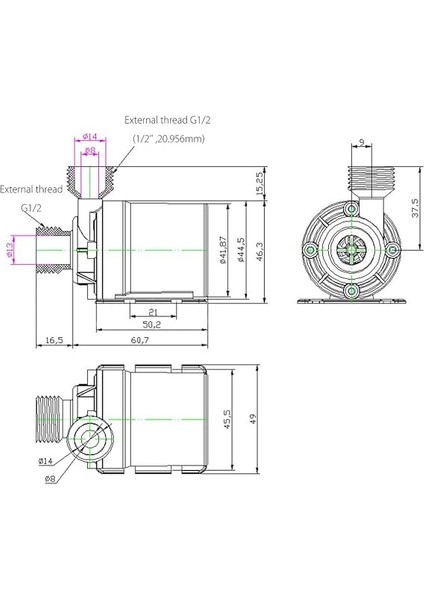 Ultra Sessiz Mini Dc 12V Kaldırma 5m 800L / H Fırçasız Motor Dalgıç Su Pompası modelleri