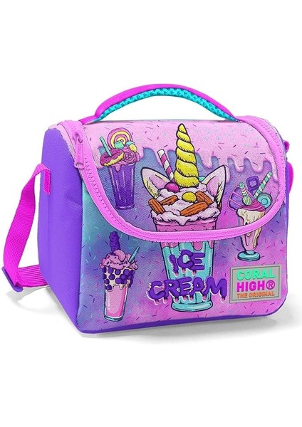 High Pembe Mor Dondurma Isı Yalıtımlı Beslenme Çantası - Kız Çocuk