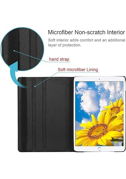 iPad ile Uyumlu 7.nesil 8. Nesil 9.nesil 10,2 Inch Kılıf 360° Dönebilen Standlı Lastikli 10,2 Inch Tablet Deri Kılıf Siyah fırsatları
