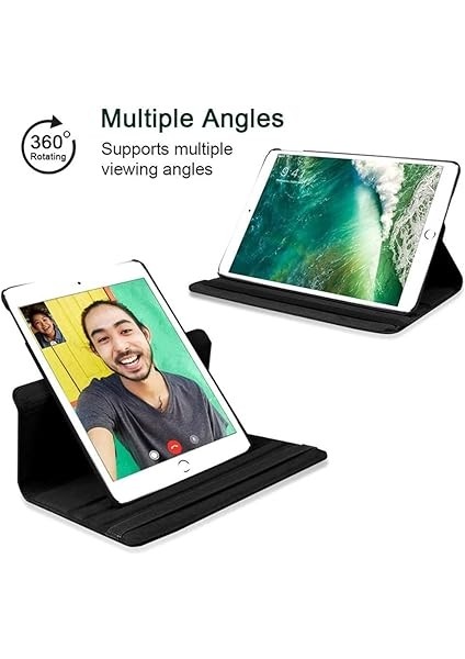 iPad ile Uyumlu 7.nesil 8. Nesil 9.nesil 10,2 Inch Kılıf 360° Dönebilen Standlı Lastikli 10,2 Inch Tablet Deri Kılıf Siyah indirimleri
