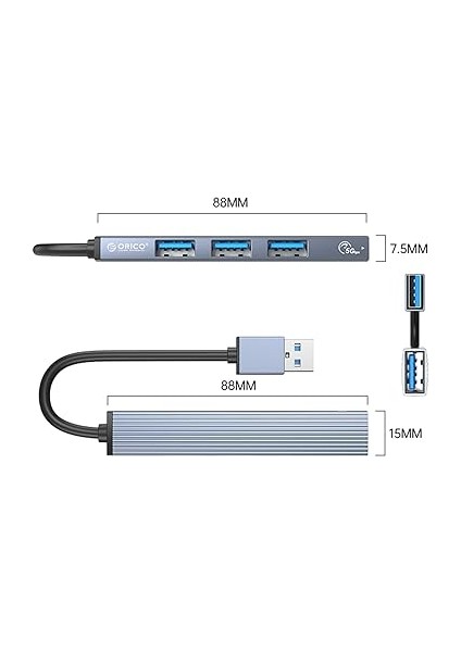 Usb-A To USB 3.0 Alüminyum Alaşım 4 Portlu Çoklayıcı Hub indirimleri