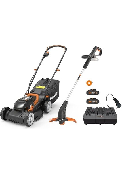 WG927E 40VOLT 2.0AH. Li-Ion 34CM Profesyonel Şarjlı Çim Biçme + WG157E.9 20VOLT 25CM Misinalı Çim ve Kenar Kesme