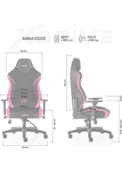 Anka Profesyonel Oyuncu Koltuğu (Queen Özel Seri) Pembe/siyah fiyatları