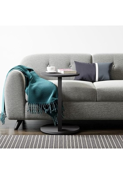 Tekerlekli C Sehpa Koltuk Sehpası Yan Sehpa Zigon Sehpa Servis Sehpası - Antrasit Gri indirimleri