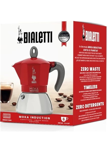 - Moka Indüksiyon Kırmızı: 6 Cups Ocak Üstü Espresso Pişirici - 280ML - Alt Hazne: Dış Paslanmaz Çelik Iç Alüminyum - Patentli Güvenlik Valfi - Indüksiyon Ocak Türleri Için Uygundur indirimleri