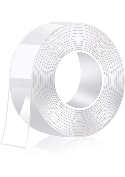 2 Metre Su Sızdırmaz Çift Taraflı Şeffaf Bant LTS-BND06 (Uzunluk 2m, GENIŞLIK:30MM, Kalınlık:1mm) Ekstra Güçlü Yıkanabilir Ince Nano Bant, Halı, Ev, Mutfak, Banyo, Araba Veya Ofis