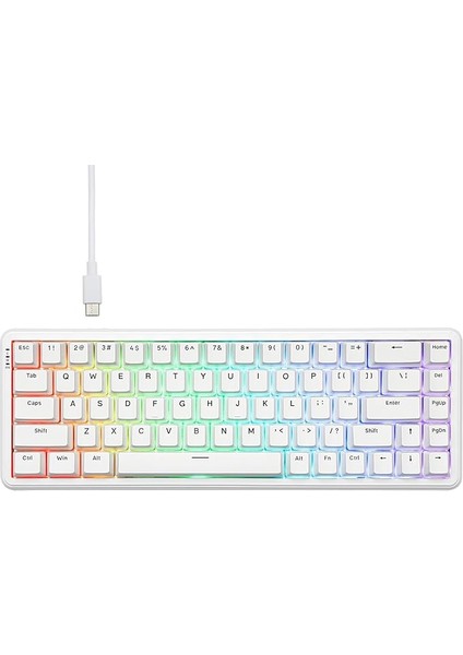 Ajazz AK680 Max%68 Manyetik Switch, 3000MAH Batarya 8000 Hz KABLOLU-1000 Hz Polling Rate Kablosuz Manyetik Klavye Rgb Arkadan Aydınlatmalı Özelleştirilebilir Tuşlar (AK680 Max - Beyaz)