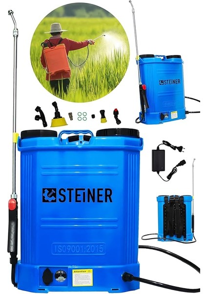 alman turbo 16 lt şarjlı sırt tipi pompası akülü ılaçlama makinesi