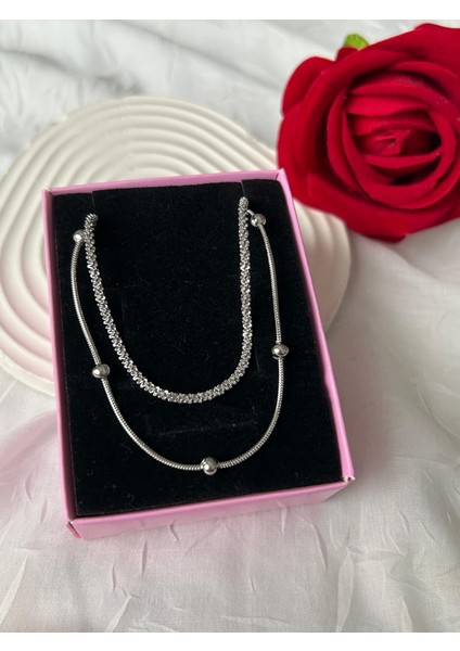 Ikili Zincir Altın ve Gümüş Renk Çelik Kolye Simli Burgu Zincir Eşe Sevgiliye Hediye Xuping fiyatları