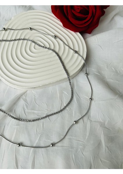 Ikili Zincir Altın ve Gümüş Renk Çelik Kolye Simli Burgu Zincir Eşe Sevgiliye Hediye Xuping fırsatları