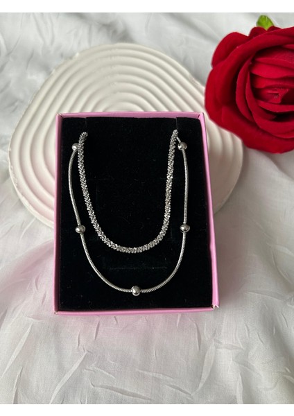 Ikili Zincir Altın ve Gümüş Renk Çelik Kolye Simli Burgu Zincir Eşe Sevgiliye Hediye Xuping indirimleri