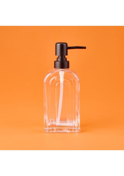 Cam Sıvı Sabunluk - Şeffaf / Siyah - 20X8 cm