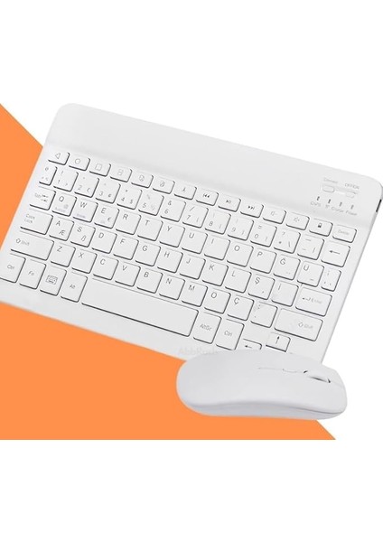 Kablosuz Klavye ve Mouse Seti Bluetooth'lu Şarj Edilebilir Windows&amp;ios&amp;android&amp;telefon&amp;tablet Uyumlu Beyaz