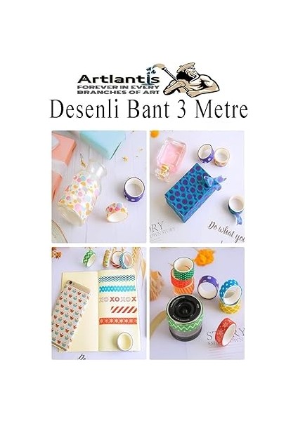 Desenli Bant 6 Adet 18MM x 3 Metre Dekoratif Desenli Bant Farklı Renklerde Gönderim Yapılmaktadır Desenli indirimleri