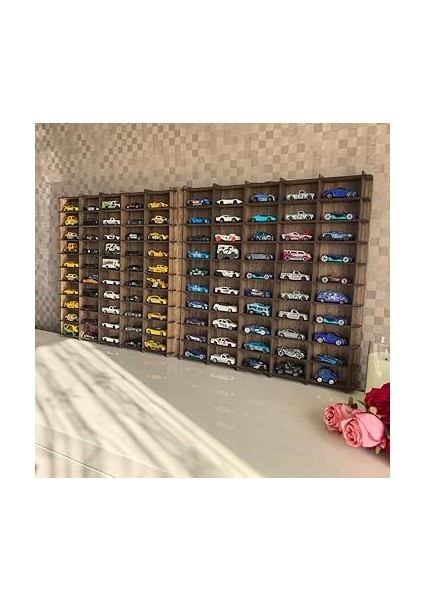 Ölçek Oyuncak Hobi Koleksiyon 100 Araçlık Set Model Oyuncak Araba Rafı-Kahve modelleri