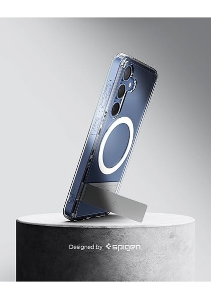 Galaxy S25 Ince Kılıf Ultra Hybrid S Metal Stand'lı Sararma Karşıtı Duraclear™ Hava Kanalı Teknolojisi™ Askeri Sınıf Koruma Magfit Özellikli Clear White Şeffaf Kapak - ACS09026 modelleri