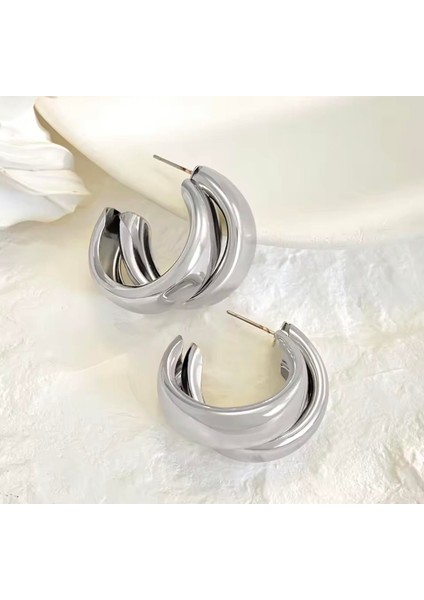 Çelik Mini 2 Halka Küpe