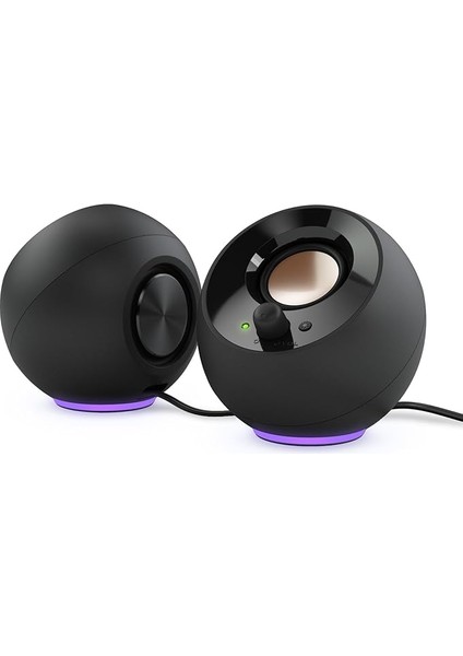 Rgb Aydınlatmalı Pebble Se Minimalist 2.0 Usb-C ile Çalışan Pc Hoparlörleri, 3,5 mm Aux Girişi, Bilgisayarlar ve Dizüstü Bilgisayarlar Için 4,4 W'a Kadar Rms Gücü (Siyah)