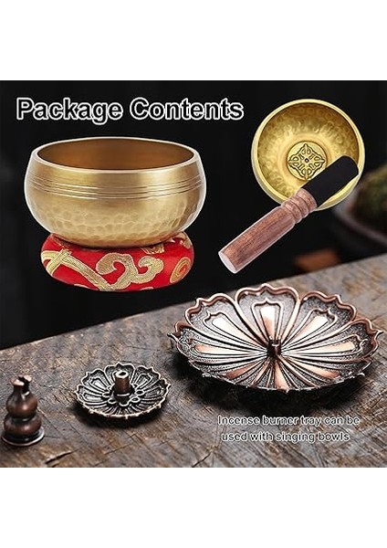 Tibet Ses Çanağı Seti, Çap 8 Cm, Meditasyon ve Rahatlama Için Küçük, Ses Çanağı, Ahşap Tokmak, Ses Kasesi Yastığı ve Tütsü Kabı, Yoga, Meditasyon ve Rahatlama Için fırsatları