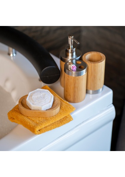 Bath Bambu 4'lü Banyo Aksesuar Seti - Bej