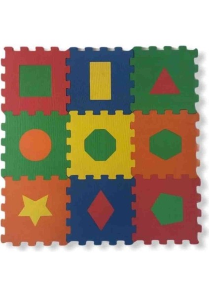 9 Parça Büyük Boy Geometri Desen Tatami Eva Oyun Karosu Yer Matı Puzzle Yapboz