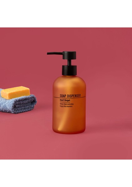 Cam Sıvı Sabunluk - Turuncu - 19 cm