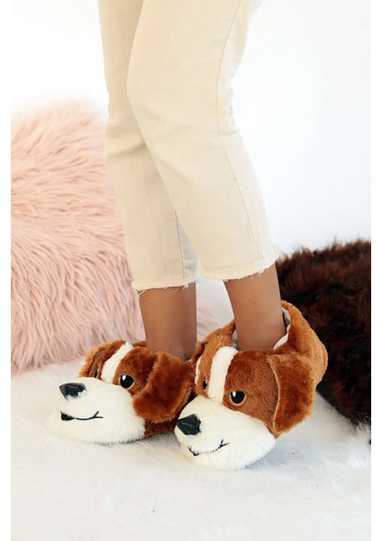 Unisex Eva Tabanlı Suni Pelüş Görünümlü Köpek Figürlü Ev Içi Rahat Terlik fiyatları