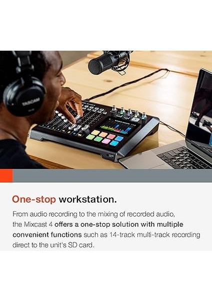 Mıxcast 4 Podcast Yayını Için 4 Kanal Mikser &amp; Kaydedici ve USB Ses Arabirimi indirimleri