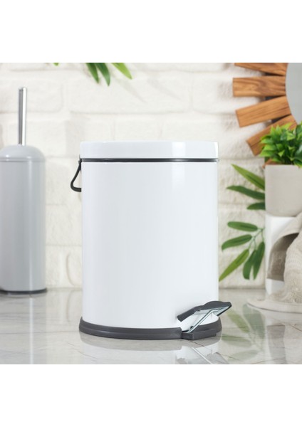 Bath Pedallı Çöp Kovası - Beyaz - 5 Lt