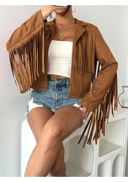 Eyesof Kadın Uzun Kollu Yakalı Kısa Püsküllü Süet Ceket fiyatları