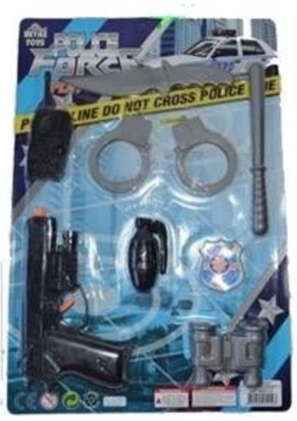 Eğlenceli Polis Seti Oyuncak Silah Kelepçe Dürbün Telsiz
