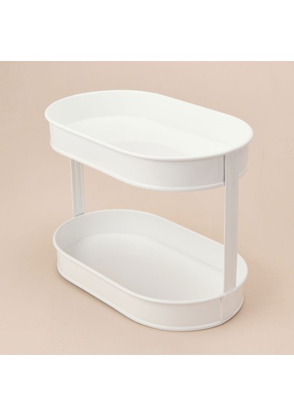 Bath 2 Katlı Oval Organizer - Beyaz - 32,5X19 cm
