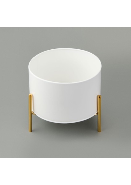 Ayak Detaylı Saksı - Beyaz / Gold - 20X22,5 cm modelleri