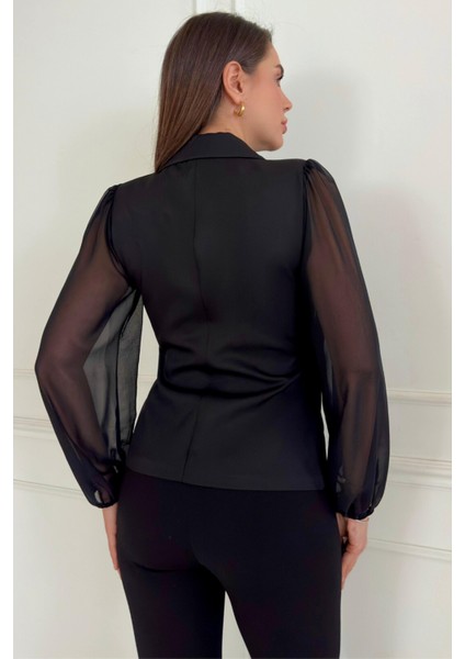 Piliseli Kadın Ceket Metal Düğme Detaylı Kolları Tül Şık ve Modern Tasarım 033 modelleri