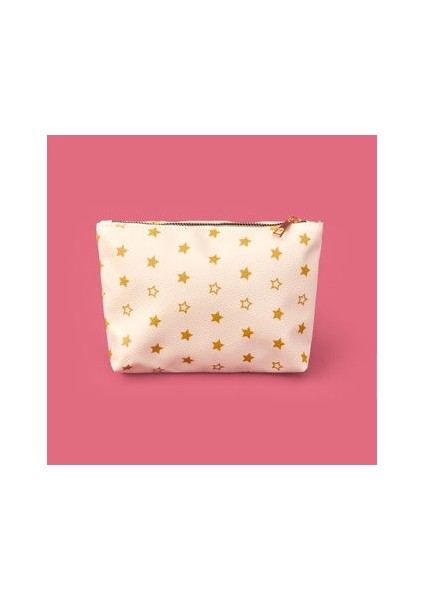 Gold Detaylı 3'lü Pvc Kozmetik Çantası - Beyaz / Altın modelleri