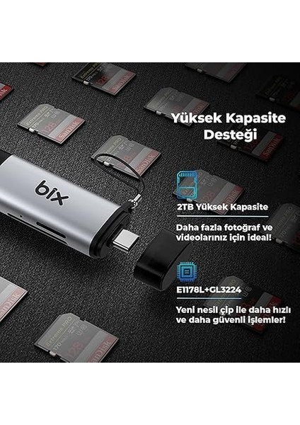 Adp-11 Mikro Sd Kart Okuyucu Type-C &amp; USB 3.2 Gen1, Hafıza Kartı Okuyucu Micro Sd Için Otg, Sdhc, Sdxc, Mmc Kart Adaptörü, Ipad, Macbook, Samsung Bilgisayar, Telefon ve Tablet ile Uyumlu fırsatları