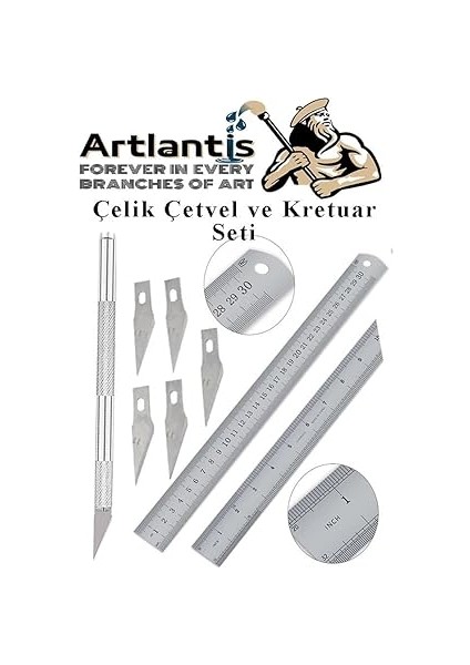 Çelik Cetvel 30 cm ve Kretuar Bıçağı 5 Yedek Bıcaklı 1 Adet Paslanmaz Çelik Metal Çetvel 30 Santimetre fiyatları